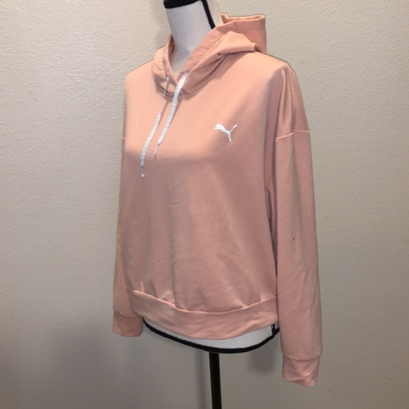Puma Way 1 orange pink stretchy loose fit hoodie pullover sweatshirt drawstrings - Picture 3 of 9